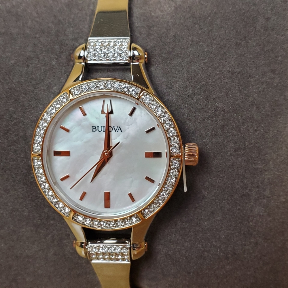 Bulova Women's Accent Half Bangle watch Swarovski